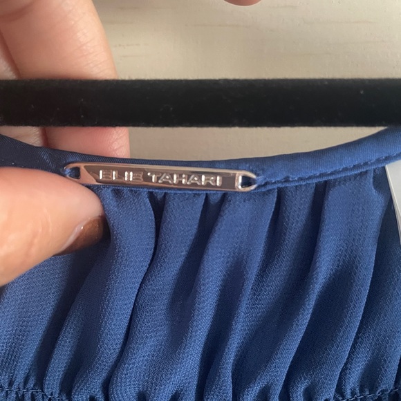 Elie Tahari Deep Blue Long Sleeve Dress - Picture 4 of 15